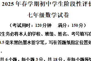 江苏省泰州市兴化市2024-2025学年七年级下学期期中考试数学试题（含解析）