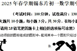 江苏省无锡市锡东片区2024—2025学年下学期七年级数学期中考试（含解析）