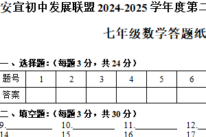 江苏省扬州市安宜初中发展联盟2024-2025学年七年级下学期期中数学试卷（含答案）