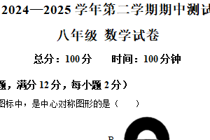 江苏省南京民办求真中学2024—2025学年 八年级下学期期中数学试卷（含解析）