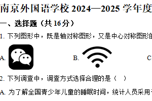 江苏省南京外国语学校2024—2025学年下学期期中八年级数学试题（含解析）