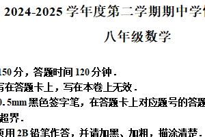 江苏省宿迁市宿城区教学共同体2024-2025学年八年级下学期4月期中数学试题（含解析）