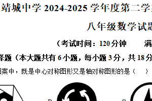 江苏省泰州市靖江市靖城中学2024—2025学年下学期八年级期中数学试题（含解析）