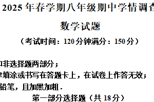 江苏省泰州市泰兴市2024-2025学年八年级下学期4月期中考试数学试题（含解析）