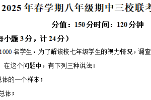 江苏省盐城市射阳县2024-2025学年八年级下学期4月期中数学考试试题（含解析）