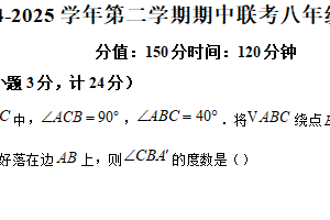 江苏省盐城市盐城经济技术开发区 2024-2025学年八年级下学期4月期中数学试题（含解析）