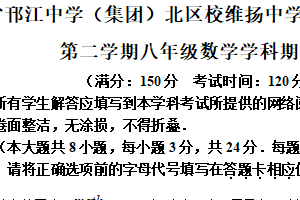 江苏省扬州市邗江中学（集团）北区维扬中学2024-2025学年下学期八年级数学学科期中试卷（含解析）