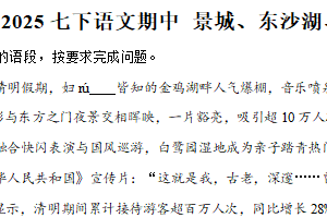 江苏省苏州市苏州工业园区景城、东沙湖、星港等三校联考2024-2025学年七年级下学期期中语文试题（含解析）
