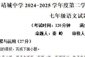 江苏省泰州市靖江市靖城中学2024-2025学年七年级下学期期中语文试题（含解析）