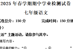 江苏省盐城市大丰区2024-2025学年七年级下学期期中语文试题（含解析）