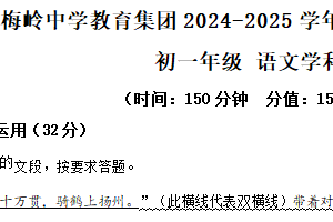 江苏省扬州市梅岭集团2024-2025学年七年级下学期期中语文试题（含解析）