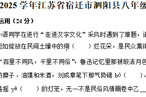 2024-2025学年江苏省宿迁市泗阳县八年级（下）期中语文试卷（含解析）