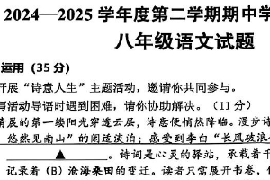江苏省连云港市灌南县实验中学2024-2025学年八年级下学期期中学业质量检测语文试题（无答案）