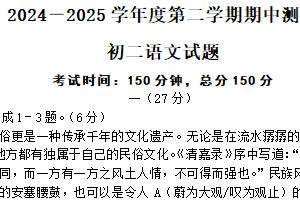 江苏省南通市海安市十三校2024-2025学年八年级下学期4月期中考试语文试卷（含答案）