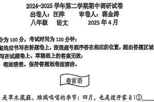 江苏省苏州市苏州工业园区联盟校2024-2025学年八年级下学期期中考试语文试题（无答案）