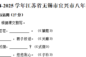 江苏省无锡市宜兴市2024-2025学年八年级下学期期中考试语文试卷（含解析）