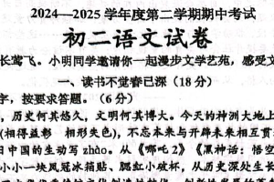 江苏省淮安市清江浦区开明集团2024-2025学年八年级下学期4月期中语文试题（含答案）