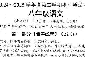江苏省宿迁市沭阳县2024-2025学年八年级下学期期中语文试题（含答案）