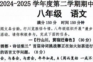 江苏省宿迁市宿城区2024-2025学年八年级下学期4月期中语文试题（含答案）