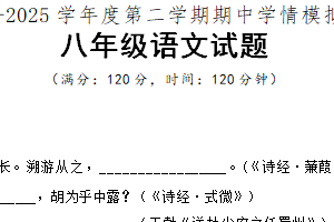 江苏省盐城市建湖县汇文初级中学2024-2025学年八年级下学期期中模拟考试语文试题（含解析）