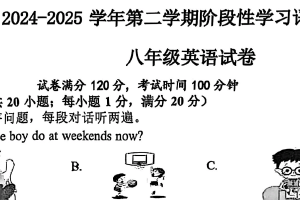 江苏省镇江市外国语学校2024～2025学年八年级下学期期中模拟考试英语试卷（无答案）