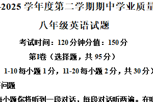 江苏省连云港市灌南县实验中学2024-2025学年八年级下学期英语期中试题（含解析+听力音频）
