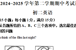 江苏省苏州立达中学2024-2025学年八年级下学期期中考试英语试卷（含解析）