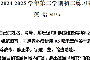 江苏省苏州园区星海实验初级中学2024-2025学年下学期八年级英语期中试卷（含解析）