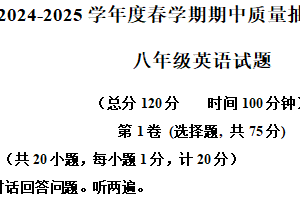 江苏省盐城市东台市第五教育联盟2024-2025学年八年级下学期期中考试英语试题（含解析+听力音频）