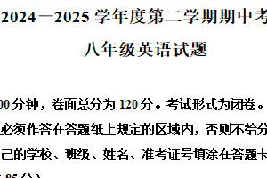 江苏省盐城市亭湖区2024-2025学年八年级下学期期中英语试题（含解析+听力音频）