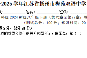 江苏省扬州市梅苑双语中学2024-2025学年八年级下学期物理期中练习卷（含解析）