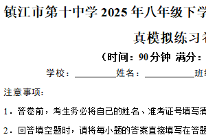 江苏省镇江市第十中学2024-2025学年八年级下学期期中复习考前仿真物理模拟练习卷（含解析）