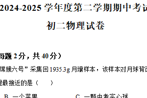 江苏省淮安市清江浦区开明集团2024-2025学年八年级下学期期中物理试题（含解析）