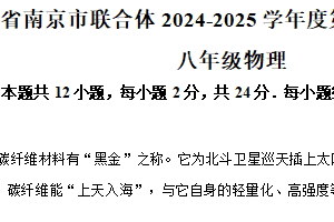 江苏省南京市联合体2024-2025学年下学期期中考试八年级物理（含解析）