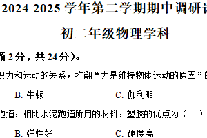 江苏省苏州工业园区联盟校2024-2025学年八年级下学期期中质量测试物理试卷（含解析）