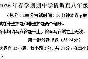江苏省泰州市姜堰区2024～2025学年八年级下学期期中考试物理试题（含解析）