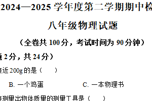 江苏省徐州市2024-2025学年八年级下学期期中考试物理试题（含解析）