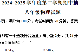 江苏省徐州市邳州市2024-2025学年八年级下学期期中物理试题（含解析）