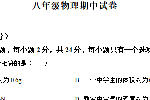 江苏省扬州市邗江区实验学校2024-2025学年八年级下学期期中物理试卷（含解析）