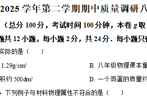 江苏省扬州市苏州大学高邮实验学校等五校2024-2025学年八年级下学期期中质量调研物理试题（含解析）