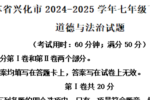 江苏省泰州市兴化市2024-2025学年七年级下学期期中道德与法治试题（含解析）