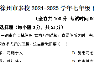 江苏省徐州市多校2024-2025学年七年级下学期期中道德与法治试题（含解析）