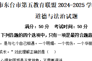 江苏省盐城市东台市第五教育联盟2024-2025学年七年级下学期期中道德与法治试题（含解析）