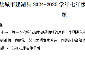 江苏省盐城市建湖县2024-2025学年七年级下学期期中道德与法治试题（含解析）