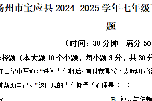 江苏省扬州市宝应县2024-2025学年七年级下学期期中道德与法治试题（含解析）