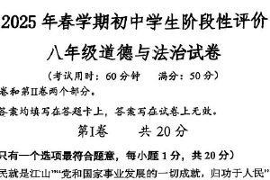 江苏省泰州市兴化市2024-2025学年八年级下学期期中考试道德与法治试题（含答案）