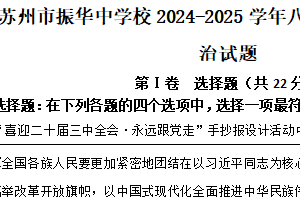 江苏省苏州市振华中学校2024-2025学年八年级下学期期中道德与法治试题（含解析）