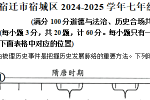 江苏省宿迁市宿城区2024-2025学年七年级下学期期中历史试题（含解析）