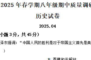 江苏省常州市金坛区2024-2025学年八年级下学期期中历史试题（含解析）