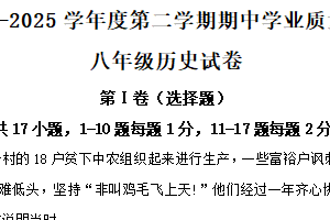 江苏省连云港市灌南县2024-2025学年八年级下学期期中历史试题（含解析）